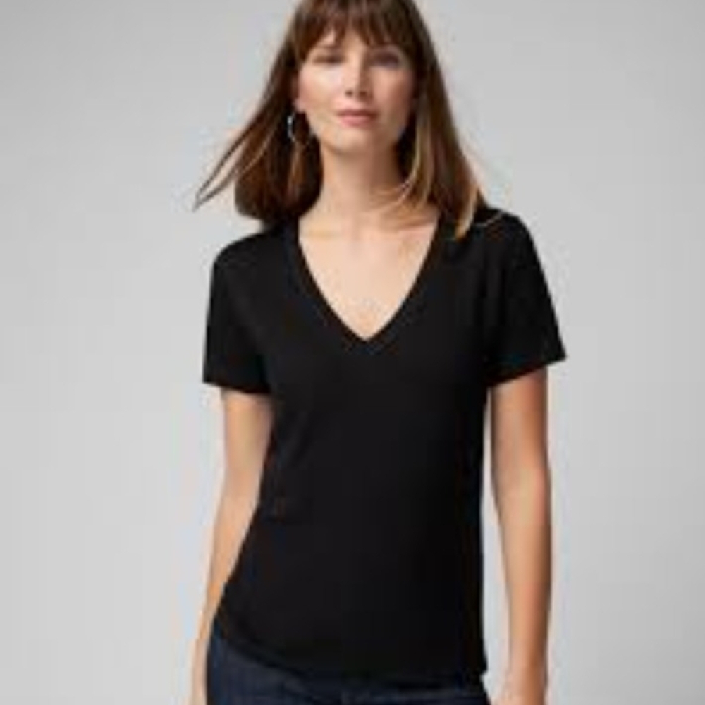 White House Black Market Black V-Neck Tee XXS